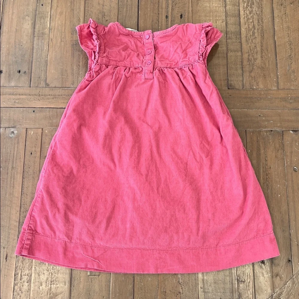Mini Boden pink corduroy Ruffle dress 5-6 years